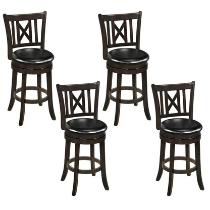 Swivel Bar Stools Set 4 With Backrest Footrest