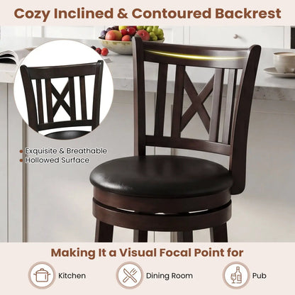 Swivel Bar Stools Set 4 With Backrest Footrest