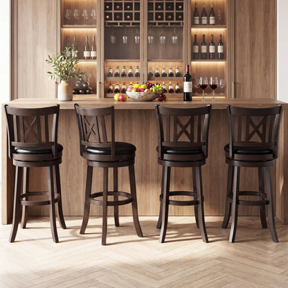 Swivel Bar Stools Set 4 With Backrest Footrest