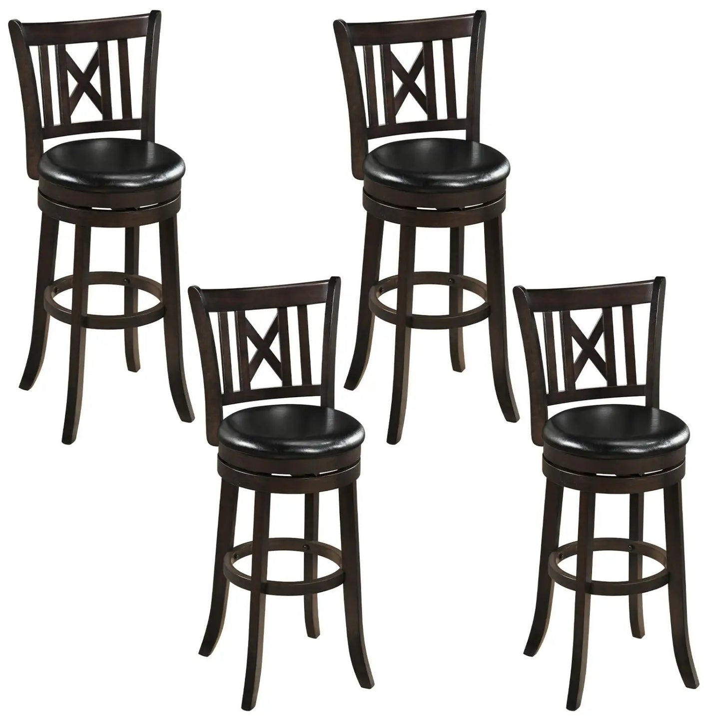 Swivel Bar Stools Set 4 With Backrest Footrest