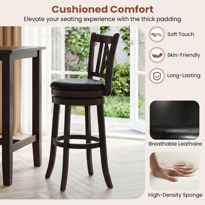 Swivel Bar Stools Set 4 With Backrest Footrest