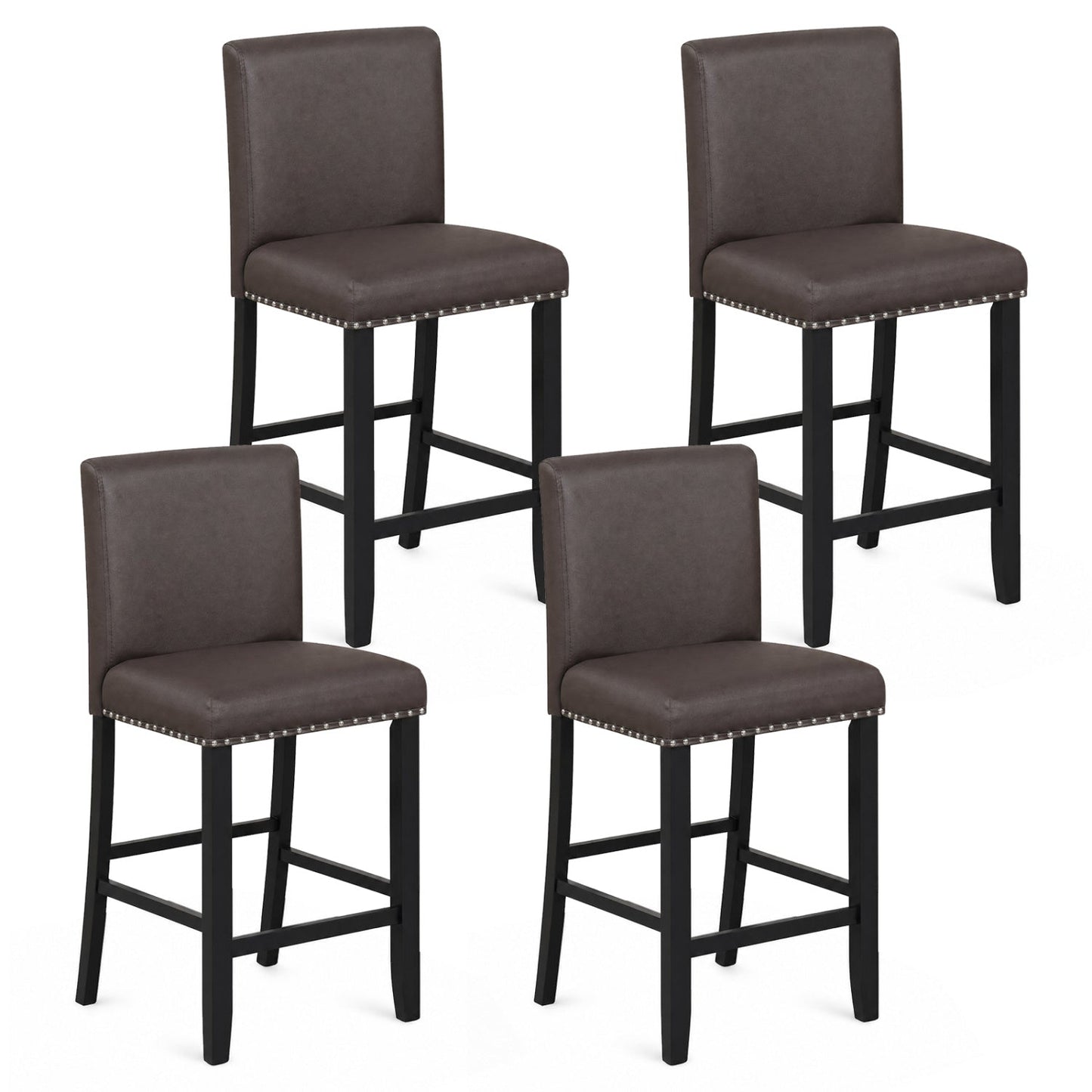 Bar stools with back, brown upholstery, set of 4, DirectDeals counter height on Tampa Home & Garden Store