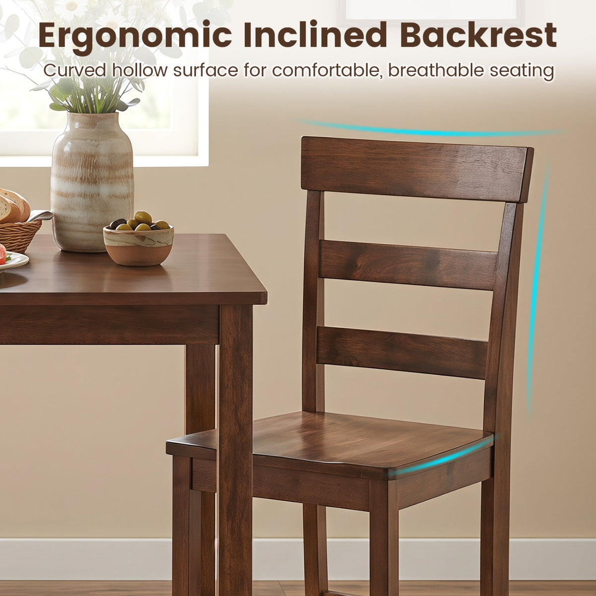 Counter height bar stools set of 2 with rubber wood frame in dark brown finish on Tampa Home & Garden Store