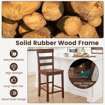 Counter Height Bar Stools set of 2 rubber wood frame in dark brown DirectDeals on Tampa Home & Garden Store