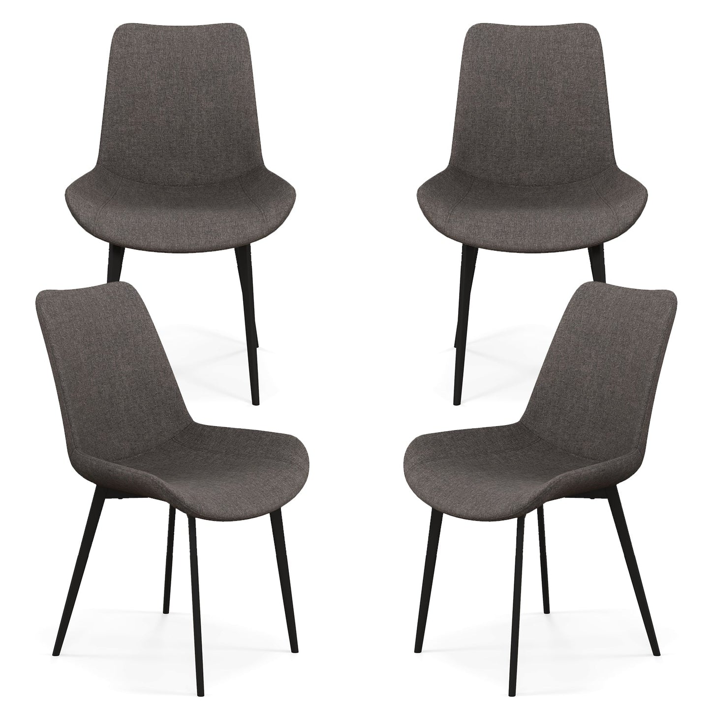 Set of 4 Dining Chair Upholstered with Metal Legs and Padded Backs