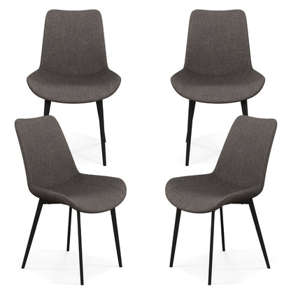 Set of 4 Dining Chair Upholstered with Metal Legs and Padded Backs