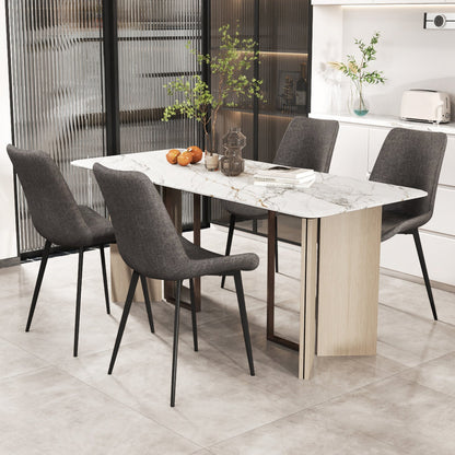 Set of 4 Dining Chair Upholstered with Metal Legs and Padded Backs