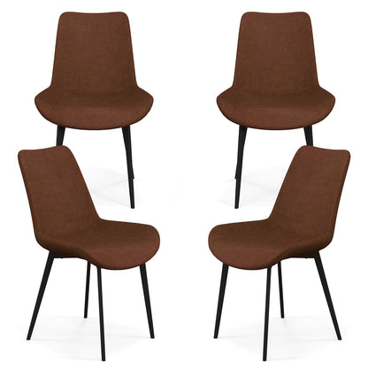 Set of 4 Dining Chair Upholstered with Metal Legs and Padded Backs