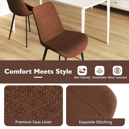 Set of 4 Dining Chair Upholstered with Metal Legs and Padded Backs