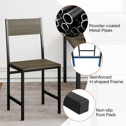 Set of 4 Dining Chairs with Metal Legs and Slanted Back