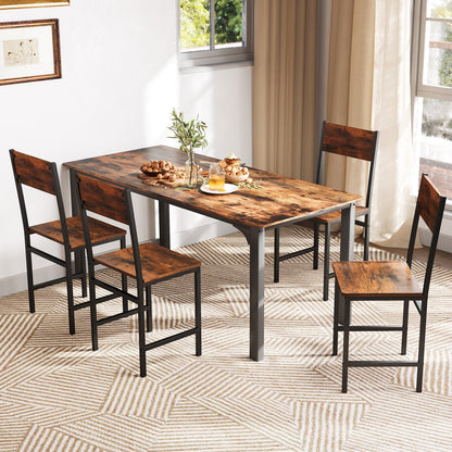 Set of 4 Dining Chairs with Metal Legs and Slanted Back
