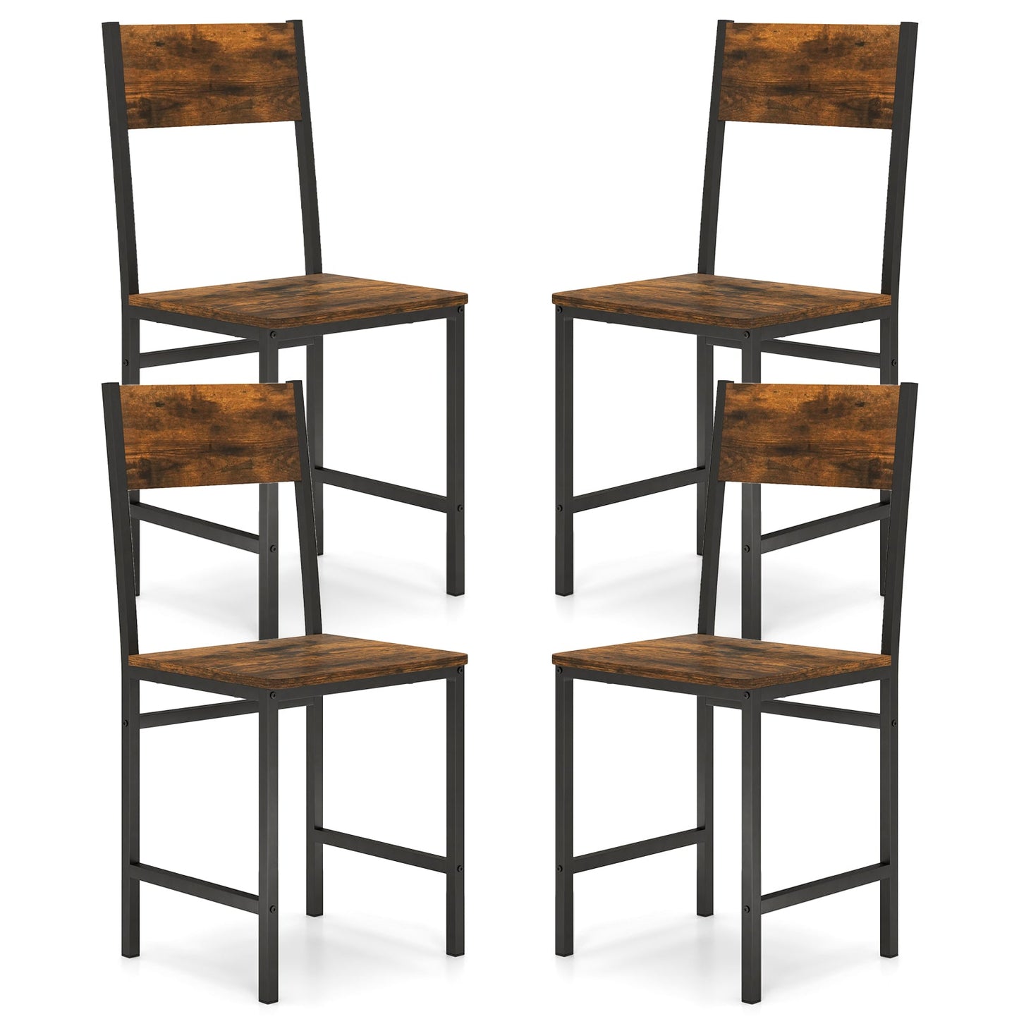 Set of 4 Dining Chairs with Metal Legs and Slanted Back