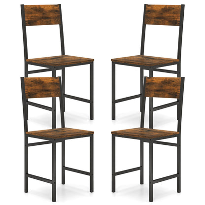 Set of 4 Dining Chairs with Metal Legs and Slanted Back