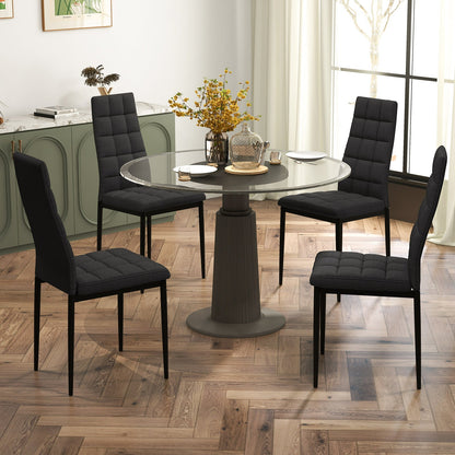 Juego de 4 sillas de comedor de tela con asiento tapizado y respaldo alto