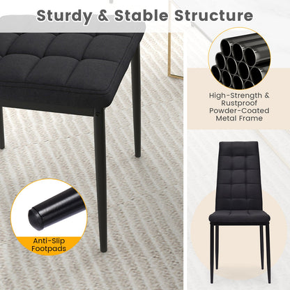 Juego de 4 sillas de comedor de tela con asiento tapizado y respaldo alto