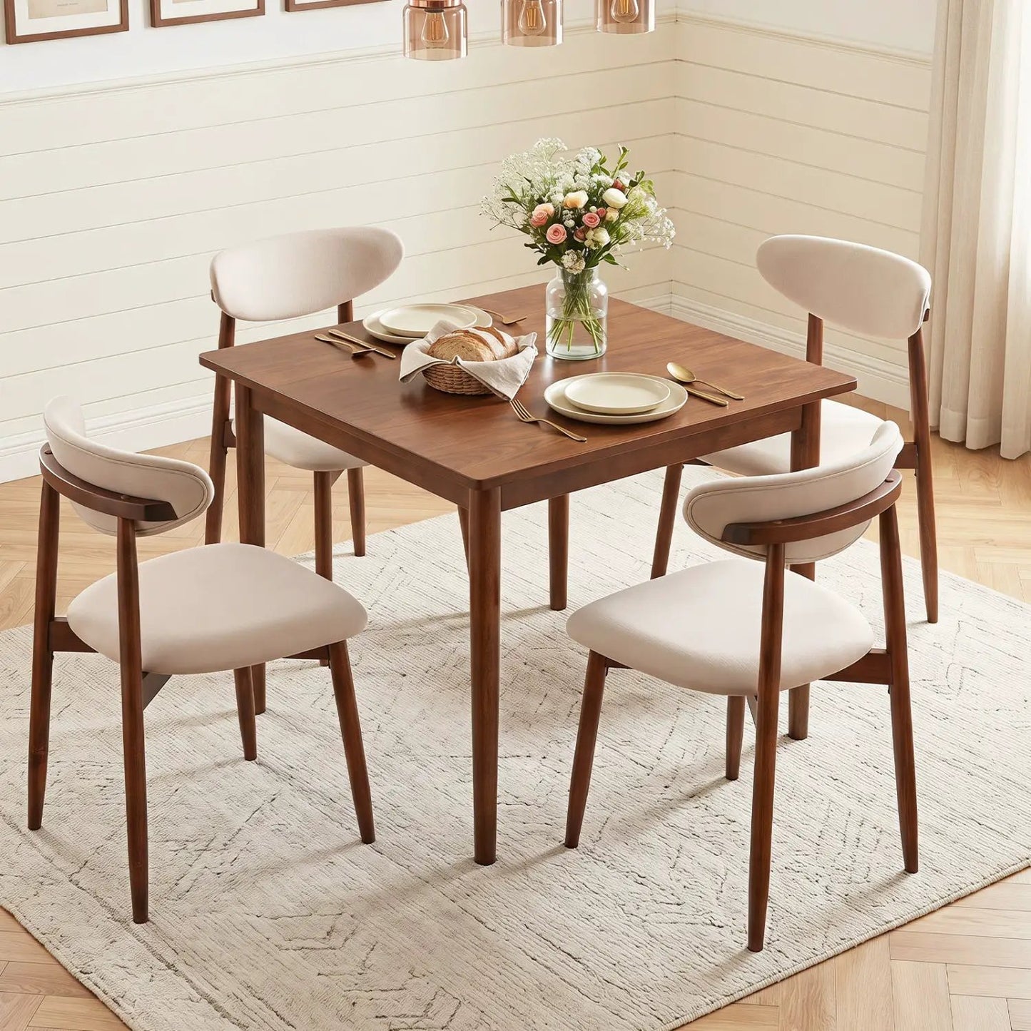 Upholstered Chairs Set Of Four With Curved Backs