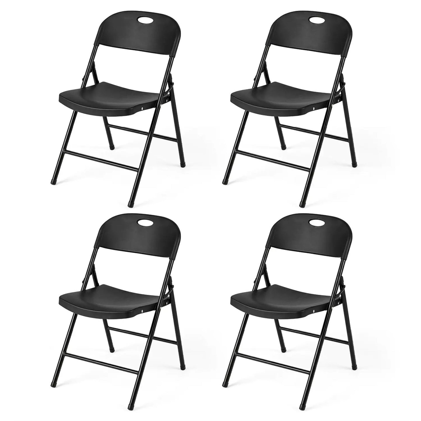 Foldable Plastic Dining Chairs Set of 4 Backrests