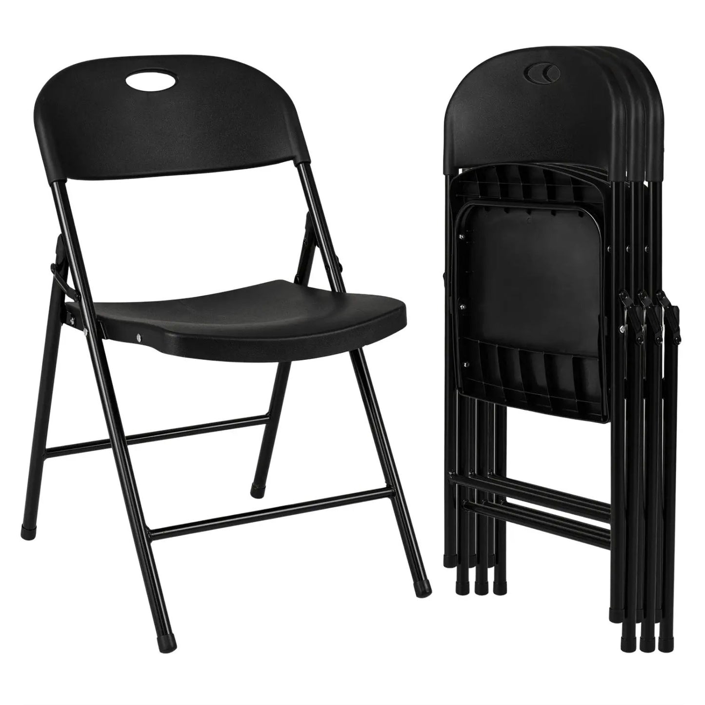 Foldable Plastic Dining Chairs Set of 4 Backrests