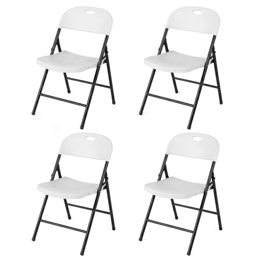 DirectDeals folding plastic dining chairs set of 4 ergonomic backrests, white, black frame on Tampa Home & Garden Store