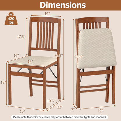 Set of 4 foldable upholstered kitchen chairs with padded seats DirectDeals brown wood frame on Tampa Home & Garden Store