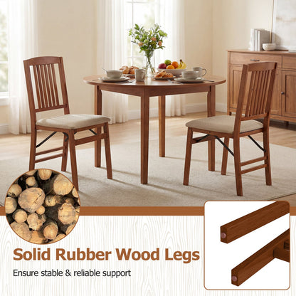 Set of 4 foldable upholstered kitchen chairs with padded seats and solid rubber wood legs on Tampa Home & Garden Store