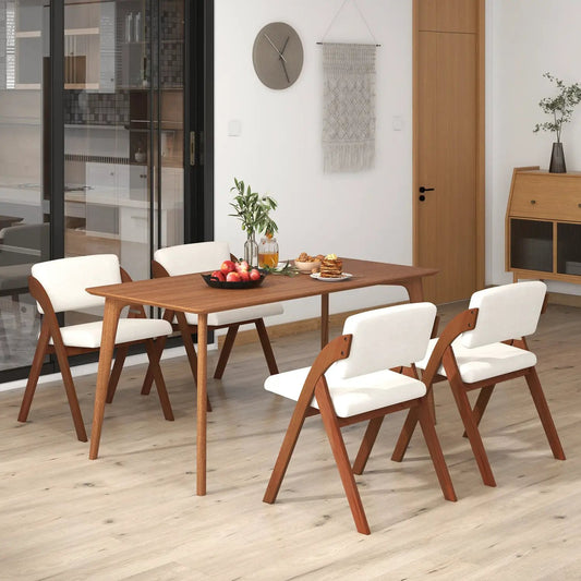 Set of 4 Folding Kitchen Chairs with Rubber Wood