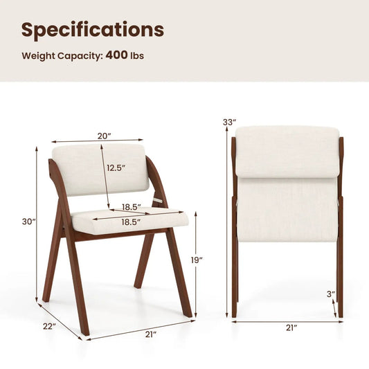 Set of 4 Folding Kitchen Chairs with Rubber Wood