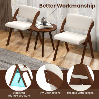 Set of 4 Folding Kitchen Chairs with Rubber Wood