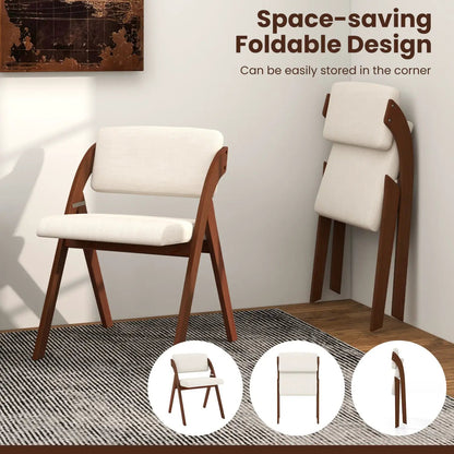 Set of 4 Folding Kitchen Chairs with Rubber Wood