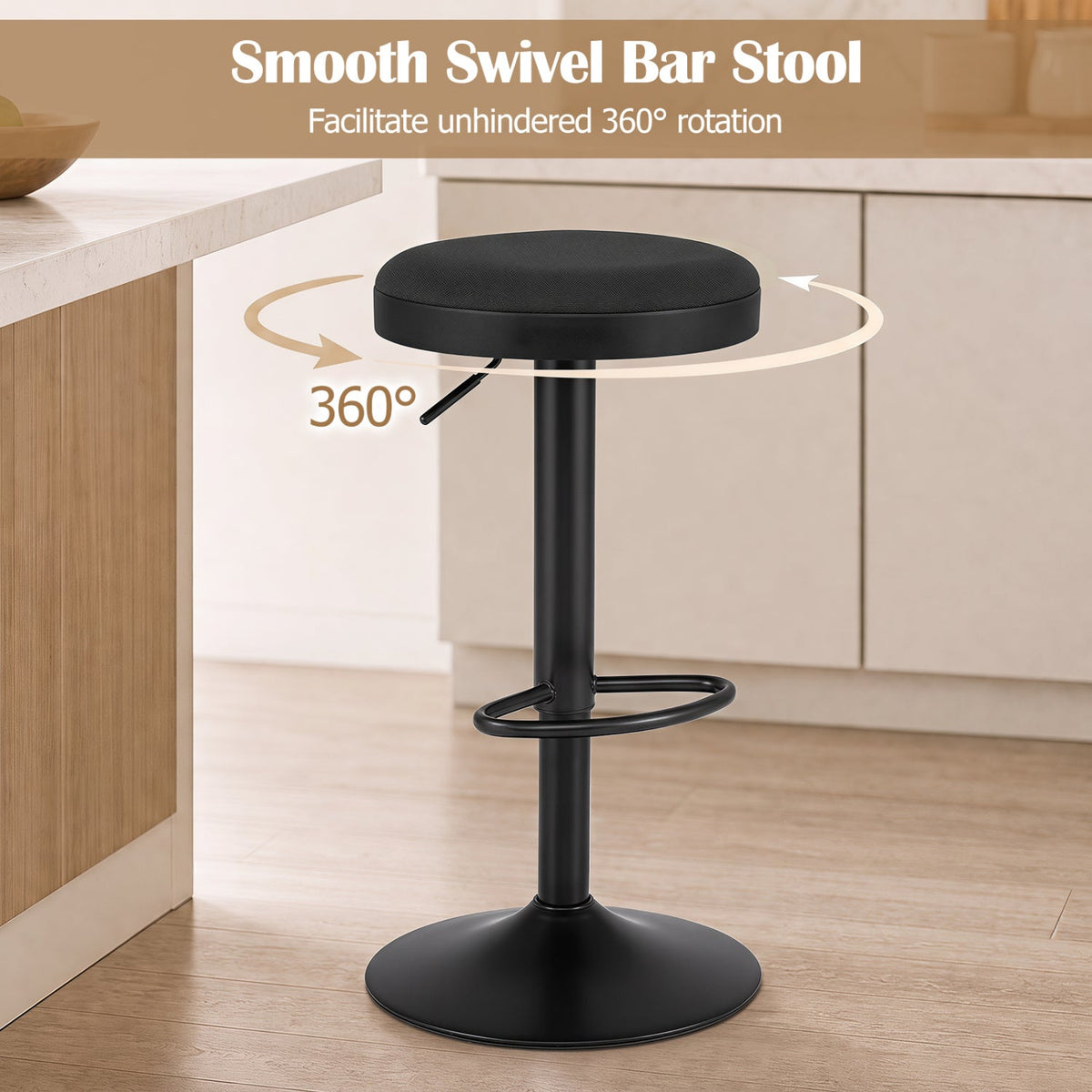 Bar stools set of 4 by DirectDeals with black padded seats and 360-degree swivel on Tampa Home & Garden Store