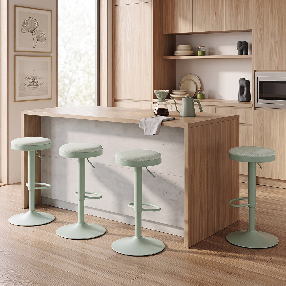 Adjustable swivel bar stools set of 4 with padded mint green seats DirectDeals on Tampa Home & Garden Store
