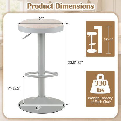 Adjustable swivel bar stools set of 4 with padded beige seats and gray base on Tampa Home & Garden Store