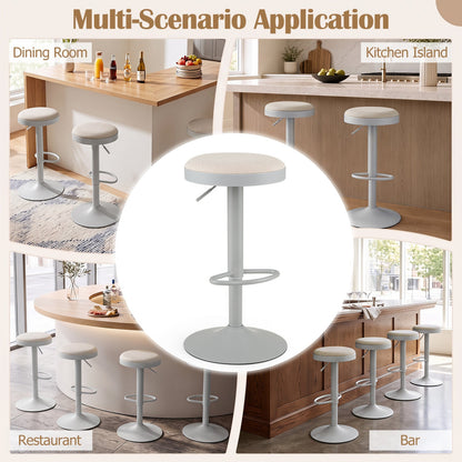 Adjustable swivel bar stools set of 4 by DirectDeals with padded beige seats gray bases on Tampa Home & Garden Store