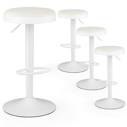 adjustable swivel bar stools set of 4 with padded cream seats and white bases on Tampa Home & Garden Store