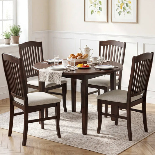 Dining chairs set of 4 DirectDeals with padded beige seats and rubber wood frames on Tampa Home & Garden Store