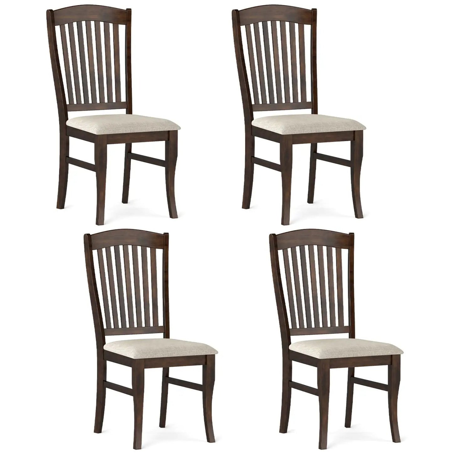 Dining Chairs Set of 4 with Padded Seats and Rubber Wood Frame