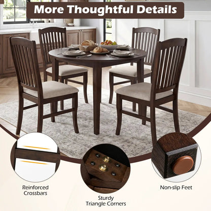Dining Chairs Set of 4 with Padded Seats and Rubber Wood Frame