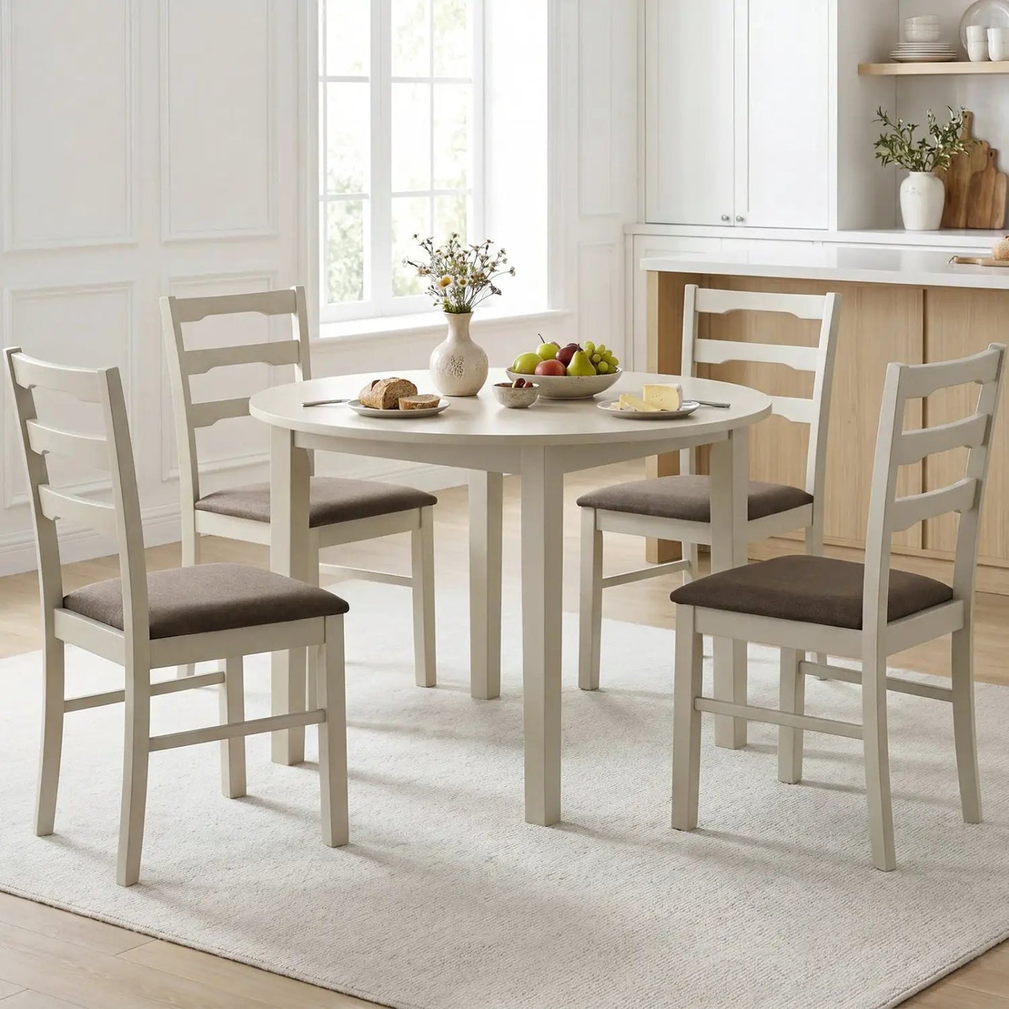 Upholstered Dining Chairs Set of 4 Wood Frame