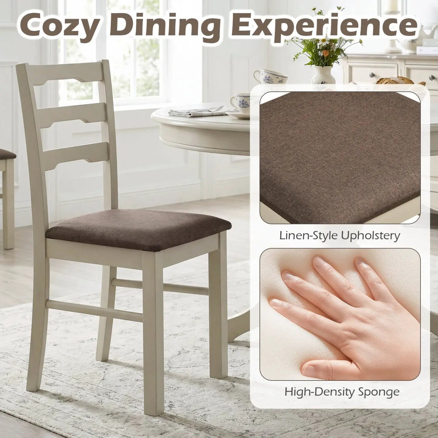 Upholstered Dining Chairs Set of 4 Wood Frame