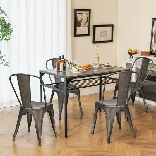 4 Pcs Modern Bar Stools with Removable Back and Rubber Feet-Gun - Tampa Home & Garden Store