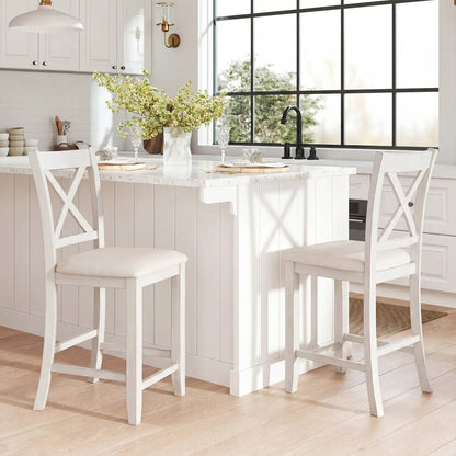 Counter Height Bar Stools Set of 4 White