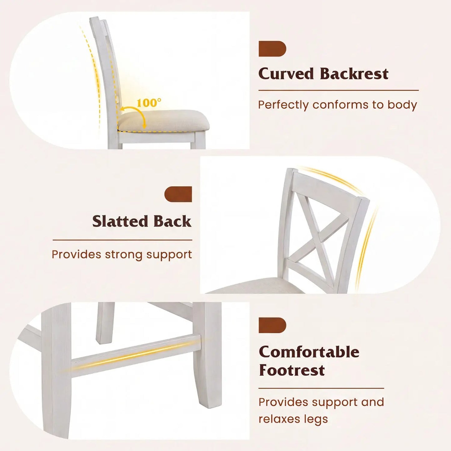 Counter Height Bar Stools Set of 4 White