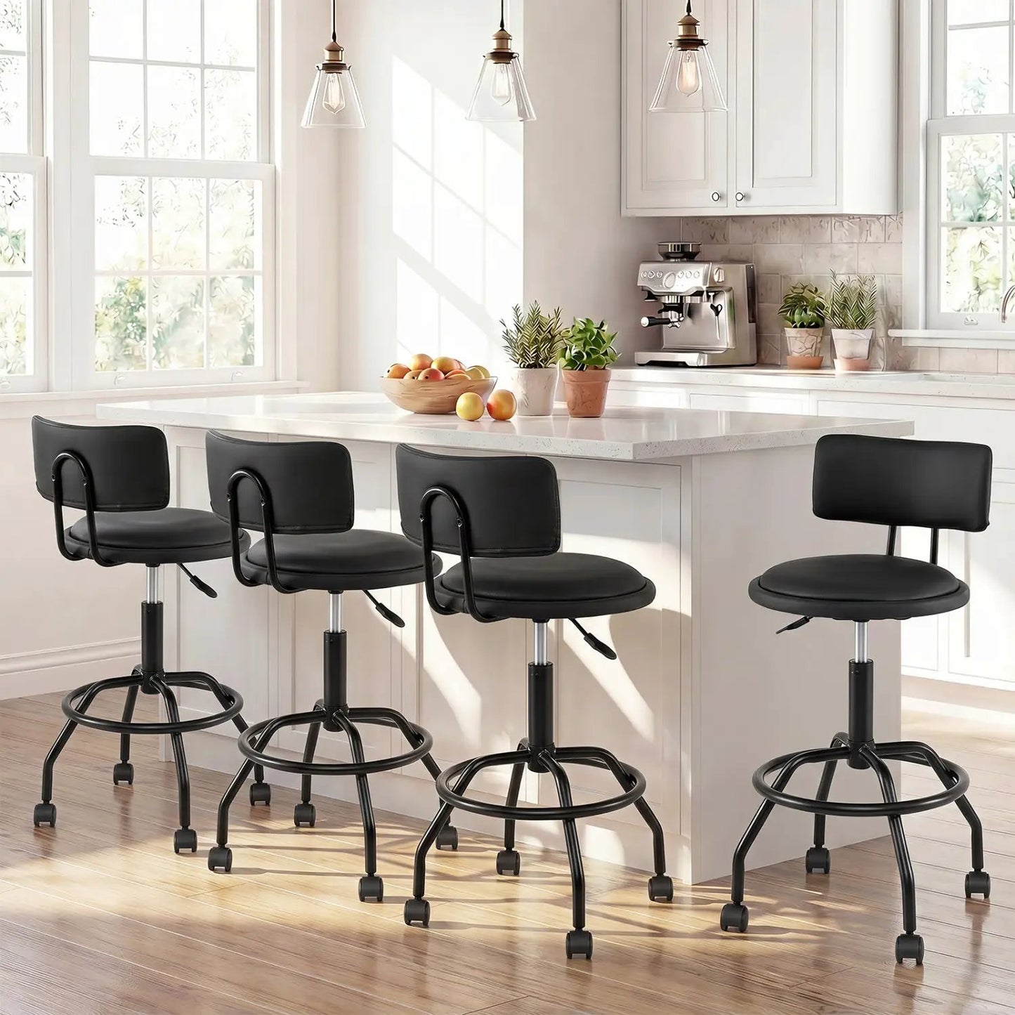 Swivel Bar Stool with Backrest Height Adjustable