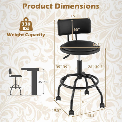 Swivel Bar Stool with Backrest Height Adjustable