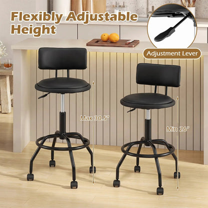 Swivel Bar Stool with Backrest Height Adjustable