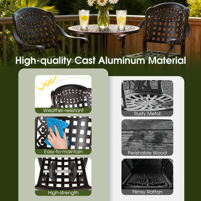Set of 4 Outdoor Bar Stool 25.5 Inch Counter Height Cast Aluminum Bar Chairs-Copper - Tampa Home & Garden Store