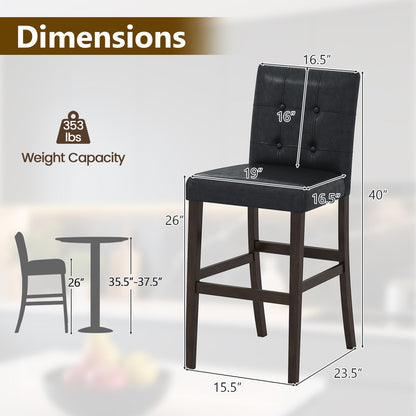 Set of 4 PVC Dining Leather Bar Stools with Solid Wood Legs - Tampa Home & Garden Store