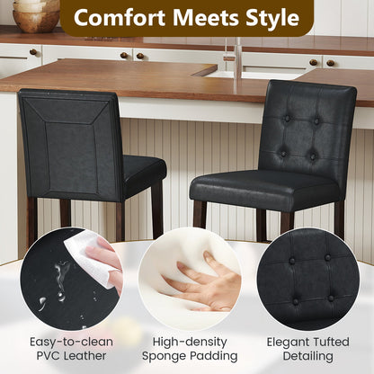 Set of 4 PVC Dining Leather Bar Stools with Solid Wood Legs - Tampa Home & Garden Store