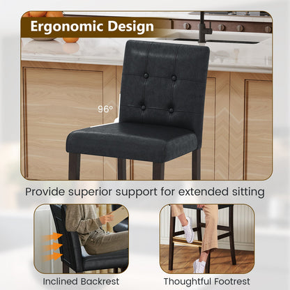 Set of 4 PVC Dining Leather Bar Stools with Solid Wood Legs - Tampa Home & Garden Store