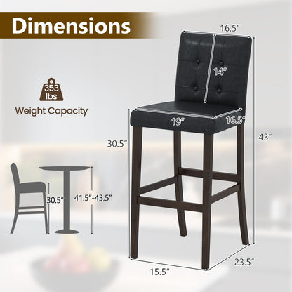Set of 4 PVC Dining Leather Bar Stools with Solid Wood Legs - Tampa Home & Garden Store